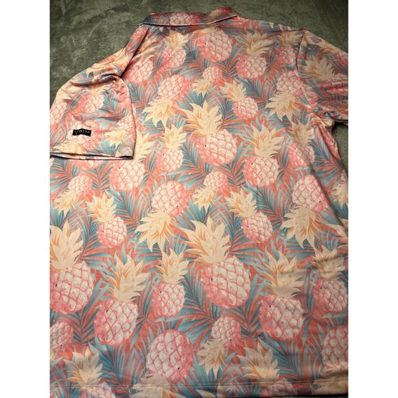 YATTA Men's Golf Polo Shirt Pineapple Palms Stretch Wicking UPF 40 Size 2XL - Picture 7 of 7